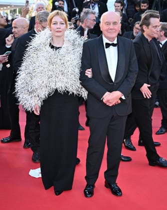 79th Cannes Film Festival: Fatherland screening CANNES, FRANCE - MAY 14: German actress Sandra Huller (L) and German actor Hanns Zischler (R) leave after the screening of the film Fatherland at the 79th edition of the Cannes Film Festival in Cannes, France on May 14, 2026. Mustafa Yalcin Anadolu Cannes France. Editorial use only. Please get in touch for any other usage.  Copyright: x2026xAnadoluxMustafaxYalcinx