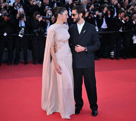79th Cannes Film Festival: Histoires Paralleles (Parallel Tales) screening CANNES, FRANCE - MAY 14: French actor Pierre Niney (R) and his partner Australian actress Natasha Andrews (L) arrive for the screening of the film Histoires Paralleles (Parallel Tales) at the 79th edition of the Cannes Film Festival in Cannes, France on May 14, 2026. Mustafa Yalcin Anadolu Cannes France. Editorial use only. Please get in touch for any other usage.  Copyright: x2026xAnadoluxMustafaxYalcinx