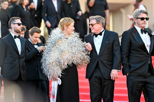 79ème Festival International du Film de Cannes Montée des marches du film Fatherland 79th International Cannes Film Festival Red Carpet of Fatherland movie 456015 2026 05 14 Huller, Sandra Zischler, Hanns Pawlikowski, Pawel Diehl, August  Copyright: xEstellexCarlierx xStarfacex STAR_456015_008