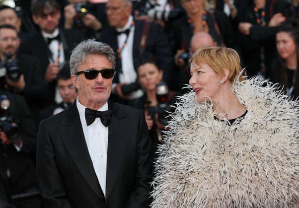 (260514) -- CANNES, May 14, 2026 -- Director Pawel Pawlikowski (L) and actress Sandra Huller arrive for the screening of the film Fatherland at the 79th edition of the Cannes Film Festival in Cannes, southern France, May 14, 2026. ) FRANCE-CANNES-FILM FESTIVAL-FATHERLAND WuxHuiwo 