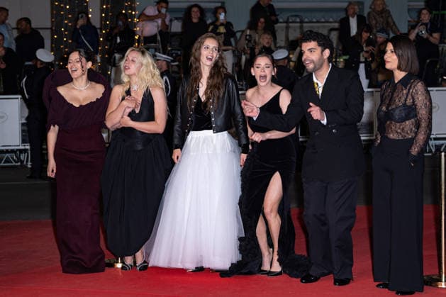 Cannes Sanguine Screening NG Sonia Faidi, Kim Higelin, Marion Le Corroller, Mara Taquin, Sami Outalbali and Carole Lambert attending the ‘Sanguine’ Screening and Red Carpet at Palais Des Festivals in Cannes, France on May 14 2026 as part of the 79th Cannes Film Festival. Photo by Nicolas Genin ABACAPRESS.COM Cannes France  Copyright: xGeninxNicolas ABACAx