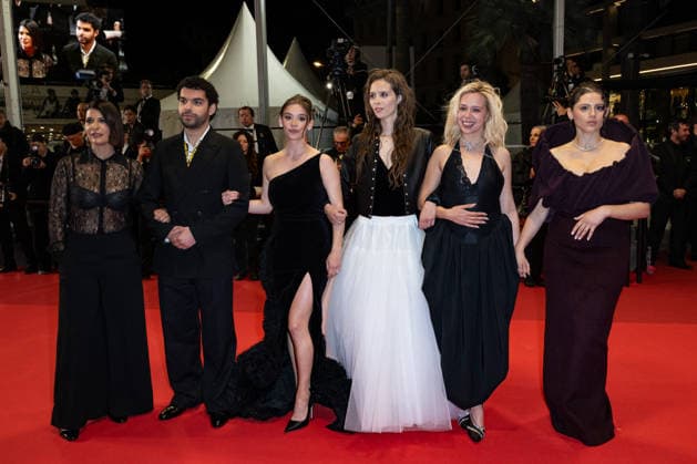 Cannes Sanguine Screening NG Sonia Faidi, Kim Higelin, Marion Le Corroller, Mara Taquin, Sami Outalbali and Carole Lambert attending the ‘Sanguine’ Screening and Red Carpet at Palais Des Festivals in Cannes, France on May 14 2026 as part of the 79th Cannes Film Festival. Photo by Nicolas Genin ABACAPRESS.COM Cannes France  Copyright: xGeninxNicolas ABACAx