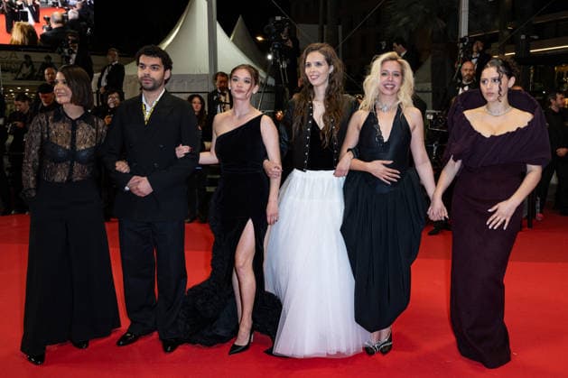 Cannes Sanguine Screening NG Sonia Faidi, Kim Higelin, Marion Le Corroller, Mara Taquin, Sami Outalbali and Carole Lambert attending the ‘Sanguine’ Screening and Red Carpet at Palais Des Festivals in Cannes, France on May 14 2026 as part of the 79th Cannes Film Festival. Photo by Nicolas Genin ABACAPRESS.COM Cannes France  Copyright: xGeninxNicolas ABACAx