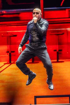 Pitbull performs on stage during the I AM BACK tour at the iTHINK Financial Amphitheater in West Palm Beach, Florida on Thursday, May 14, 2026.  MIA20260515101 GARYxIxROTHSTEIN