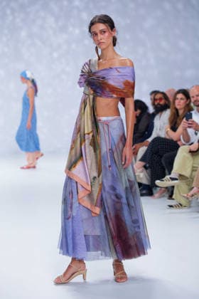 Australian Fashion Week 2026 - Runway - Ngali A model walks the runway during the Ngali Wander with Wonder Runway show at Australian Fashion Week 2026 at the Museum of Contemporary Art on May 15, 2026 in Sydney, Australia., Credit:IOIO IMAGES IOIO Avalon Australia, New South Wales, Sydney, Museum of Contemporary Art  Copyright: xIOIOxIMAGESx xIOIOx xAvalonx 1099145877