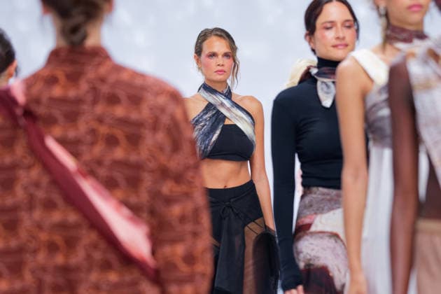 Australian Fashion Week 2026 - Runway - Ngali Billie-Jean Hamlet walks the runway during the Ngali Wander with Wonder Runway show at Australian Fashion Week 2026 at the Museum of Contemporary Art on May 15, 2026 in Sydney, Australia., Credit:IOIO IMAGES IOIO Avalon Australia, New South Wales, Sydney, Museum of Contemporary Art  Copyright: xIOIOxIMAGESx xIOIOx xAvalonx 1099146264