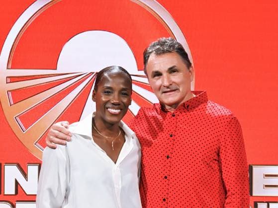IPA84719321 - Milan,Italy Beijing Express 2026 The Far East photocall with the three finalist couples In the photo:Fiona May and Patrick Stevens I FAST  Copyright: xNickxZonnax xNickxZonnax 84719321
