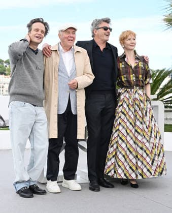 Polish director Pawel Pawlikowski, German actress Sandra Huller, actors August Diehl and Hanns Zischler attend a photo call for Fatherland at the 79th Cannes Film Festival in Cannes, France on Friday, May 15, 2026.  CAN20260515102 RUNExHELLESTAD