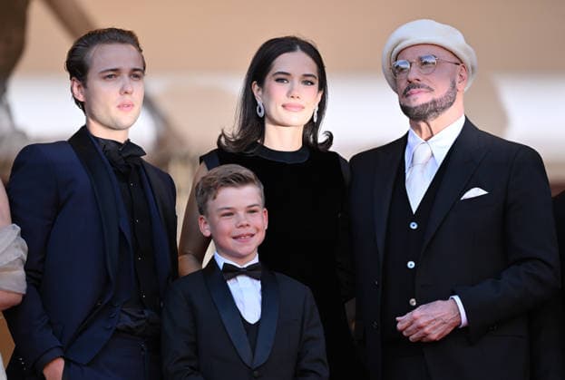 79th Cannes Film Festival: Karma screening CANNES, FRANCE - MAY 15: (L to R) French-Finnish actor Edouard Philipponnat, actor Clark Shotwell, US actress Ella Bleu Travolta, and US director, screenwriter and writer John Travolta arrive for the screening of the film Karma at the 79th edition of the Cannes Film Festival in Cannes, France on May 15, 2026. Mustafa Yalcin Anadolu Cannes France. Editorial use only. Please get in touch for any other usage.  Copyright: x2026xAnadoluxMustafaxYalcinx
