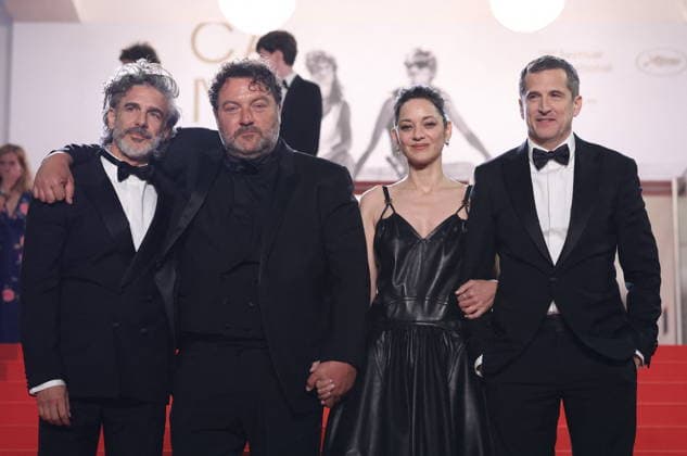 Cannes - Karma Red Carpet Exit Denis Menochet, Leonardo Sbaraglia, Marion Cotillard and Guillaume Canet leaving the Karma screening on the red carpet during the 79th annual Cannes Film Festival at Palais des Festivals on May 15, 2026 in Cannes, France. Photo by Jerome Domine ABACAPRESS.COM Cannes France  Copyright: xDominexJerome ABACAx