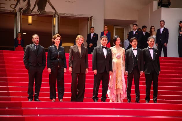 May 15, 2026, Cannes, France: Jean-Charles Clichet, Marie Bunel, Virginie Efira, RyÃ»suke Hamaguchi, Tao Okamoto, Kodai Kurosaki and Kyozo Nagatsuka attend the red carpet of Soudain at the 79th Cannes Film Festival. Cannes France  - ZUMAs197 20260515_aaa_s197_231 Copyright: xMarcoxBaradax