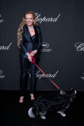 Caroline Scheufele and her dog Byron at the Chopard Trophy dinner at the Carlton Beach Club during the 79th Cannes International Film Festival on 15 May 2026 Olivier Borde Bestimage the Chopard Trophy dinner at the Carlton Beach Club during the 79th Cannes International Film Festival on 15 May 2026 Cannes France  Copyright: xOLIVIERxBORDEx xBESTIMAGExOLIVIERxBORDEx xBESTIMAGEx