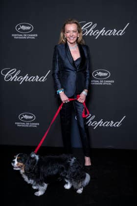Caroline Scheufele and her dog Byron at the Chopard Trophy dinner at the Carlton Beach Club during the 79th Cannes International Film Festival on 15 May 2026 Olivier Borde Bestimage the Chopard Trophy dinner at the Carlton Beach Club during the 79th Cannes International Film Festival on 15 May 2026 Cannes France  Copyright: xOLIVIERxBORDEx xBESTIMAGExOLIVIERxBORDEx xBESTIMAGEx