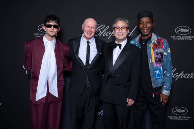 Diego Céspedes, Paul Laverty, Park Chan wook, Isaach de Bankolé at the Chopard Trophy dinner at the Carlton Beach Club during the 79th Cannes International Film Festival on 15 May 2026 Olivier Borde Bestimage the Chopard Trophy dinner at the Carlton Beach Club during the 79th Cannes International Film Festival on 15 May 2026 Cannes France  Copyright: xOLIVIERxBORDEx xBESTIMAGExOLIVIERxBORDEx xBESTIMAGEx
