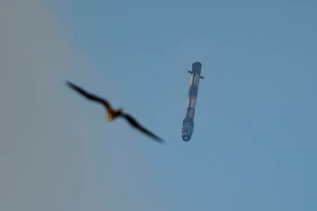 May 15, 2026, Cape Canaveral, Florida, USA: A SpaceX Falcon 9 first-stage reusable booster is seen as it lands back at the launch pad after launching a cargo spacecraft from Space Launch Complex-40 at Cape Canaveral Space Force Station, Florida on May 15, 2026 at 6:05 p.m. EDT. The Dragon cargo spacecraft will deliver about 6,500 pounds of research equipment, crew supplies, and hardware to the International Space Station. Cape Canaveral USA - ZUMAb268 20260515_znp_b268_006 Copyright: xJenniferxBriggsx