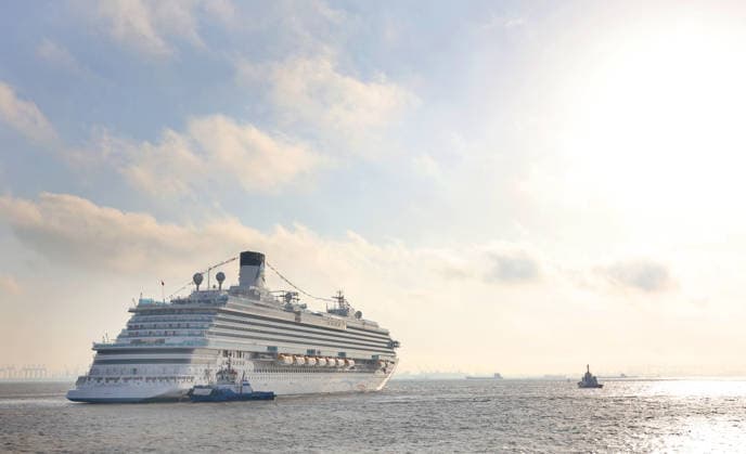 (260516) -- SHANGHAI, May 16, 2026 -- Cruise ship Adora Flora City departs for a sea trial from Pier 5 of Shanghai Waigaoqiao Shipbuilding Co., Ltd. in Shanghai, east China, May 16, 2026. Adora Flora City, China s second domestically built large cruise ship, departed from Shanghai on Saturday for a 12-day sea trial. A total of 937 engineering and technical personnel from 12 countries participated in this trial voyage. The 341-meter-long vessel, with a gross tonnage of 141,900 tonnes, has 2,130 cabins and suites and can carry up to 5,232 passengers at full capacity. It is scheduled to be delivered on Nov. 6, 2026, and will begin its inaugural season from the Nansha International Cruise Home Port in Guangzhou, capital of south China s 