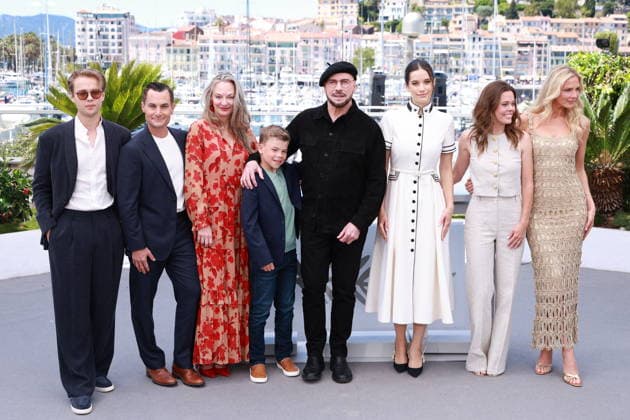 Cannes - Propeller One-Way Night Coach Photocall JD Edouard Philipponnat, Kelly B. Eviston, Clark Shotwell, John Travolta, Ella Bleu Travolta and Olga Hoffmann attending the Propeller One-Way Night Coach photocall during the 79th annual Cannes Film Festival at Palais des Festivals on May 16, 2026 in Cannes, France. Photo by Jerome Domine ABACAPRESS.COM Cannes France  Copyright: xDominexJerome ABACAx