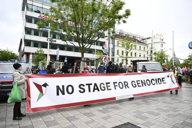 VIENNA, AUSTRIA 20260516 Palestinian demonstration at Christian Broda Platz against Israel s participation in the 70th edition of the Eurovision Song Contest ESC in Vienna, Austria, Saturday, May 16, 2026 VIENNA AUSTRIA x10070x  Copyright: xJessicaxGow TTx EUROVISION 2026 DEMONSTRATION UtOWu_KHDEU