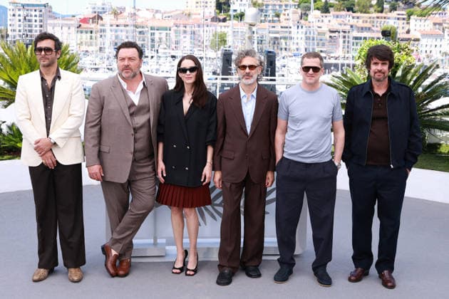 Cannes - Karma Photocall JD Yodelice, Denis Ménochet, Marion Cotillard, Leonardo Sbaraglia, Guillaume Canet and Simon Jacquet attending the Karma photocall during the 79th annual Cannes Film Festival at Palais des Festivals on May 16, 2026 in Cannes, France. Photo by Jerome Domine ABACAPRESS.COM Cannes France  Copyright: xDominexJerome ABACAx