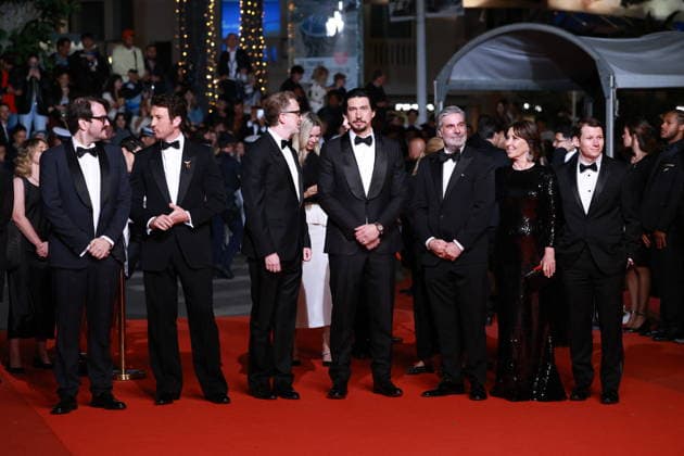 Cannes - Paper Tiger Red Carpet (L-R) Rodrigo Teixeira, Miles Teller, James Gray, Adam Driver, Anthony Katagas, guest and Scott Morris attend the Paper Tiger screening on the red carpet during the 79th annual Cannes Film Festival at Palais des Festivals on May 16, 2026 in Cannes, France. Photo by Jerome Domine ABACAPRESS.COM Cannes France  Copyright: xDominexJerome ABACAx