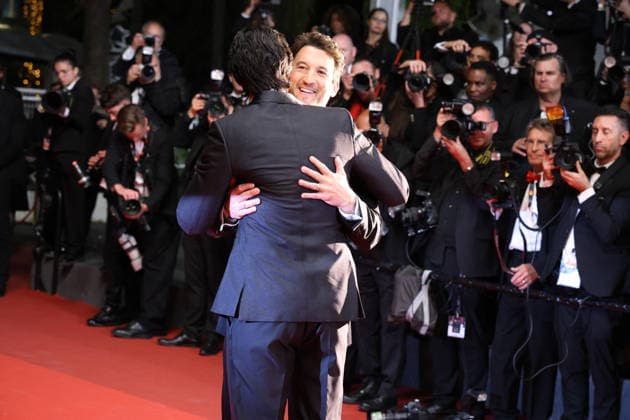 Cannes - Paper Tiger Red Carpet Adam Driver hugs Miles Teller while attending the Paper Tiger screening on the red carpet during the 79th annual Cannes Film Festival at Palais des Festivals on May 16, 2026 in Cannes, France. Photo by Jerome Domine ABACAPRESS.COM Cannes France  Copyright: xDominexJerome ABACAx