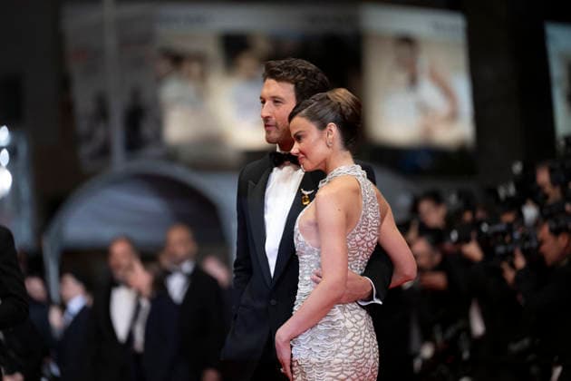 Cannes Paper Tiger Red Carpet EB US actress Keleigh Sperry and US actor Miles Teller during Paper Tiger Red Carpet during the 79th Cannes Film Festival in Cannes, France on May 16, 2026. Photo by Eliot Blondet ABACAPRESS.COM Cannes France France  Copyright: xBlondetxEliot ABACAx