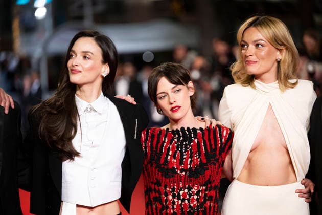 Cannes Full Phil Red Carpet EB British-French actress Emma Mackey, US actress Kristen Stewart, Canadian actress Charlotte Le Bon arrive for the screening of the film Full Phil at the 79th edition of the Cannes Film Festival in Cannes, southern France on May 16, 2026. Photo by Eliot Blondet ABACAPRESS.COM Cannes France France  Copyright: xBlondetxEliot ABACAx