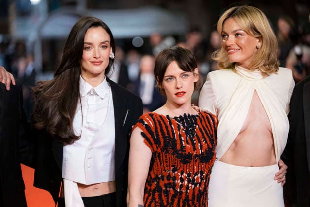 Cannes Full Phil Red Carpet EB British-French actress Emma Mackey, US actress Kristen Stewart, Canadian actress Charlotte Le Bon arrive for the screening of the film Full Phil at the 79th edition of the Cannes Film Festival in Cannes, southern France on May 16, 2026. Photo by Eliot Blondet ABACAPRESS.COM Cannes France France  Copyright: xBlondetxEliot ABACAx