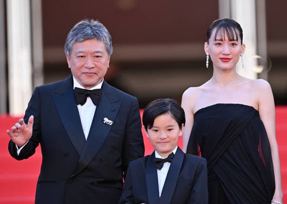 79th Cannes Film Festival: Sheep in The Box screening CANNES, FRANCE - MAY 16: (L to R) Japanese director and screenwriter Hirokazu Kore-eda, Japanese actor Rimu Kuwaki and Japanese actress Haruka Ayase leaves after the screening of the film Sheep in The Box at the 79th edition of the Cannes Film Festival in Cannes, France on May 16, 2026. Mustafa Yalcin Anadolu Cannes France. Editorial use only. Please get in touch for any other usage.  Copyright: x2026xAnadoluxMustafaxYalcinx