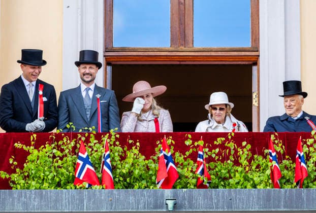 17-05-2026 Oslo Prince Sverre Magnus, Crown Princess Mette-Marit, Crown Prince Haakon, Queen Sonja and King Harald during the national day on the balcony of the royal palace in Oslo. Â  Copyright: xPPEx