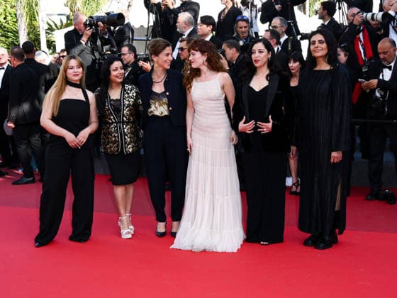 IPA84793704 - Cannes, 79th Cannes Film Festival 2026, Evening 6. Red Carpet film Garance. Pictured: Fatima Atif, LaÃ¯la Marrakchi, Hajar Graigaa, Itsaso Arana and Nisrin Erradi  Copyright: xTerenghi Ipa-Agency.netx xPoolxPhotoxEventsx07x 84793704