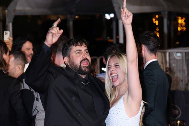 Cannes - Jim Queen Red Carpet JD Artus Solaro and Kim Higelin attend the screening of the film Jim Queen during the 79th annual Cannes Film Festival at Palais des Festivals on May 17, 2026 in Cannes, France. Photo by Jerome Domine ABACAPRESS.COM Cannes France  Copyright: xDominexJerome ABACAx