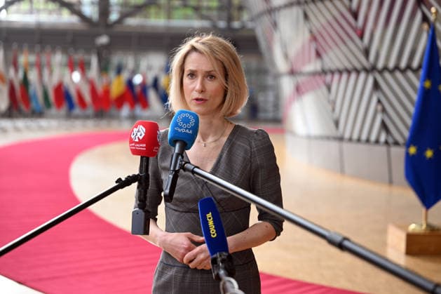 European Union (EU) Foreign Affairs Council (Development) meeting in Brussels??????? BRUSSELS, BELGIUM - MAY 18: EU High Representative for Foreign Affairs and Security Policy Kaja Kallas speaks to press ahead of European Union (EU) Foreign Affairs Council (Development) meeting in Brussels, Belgium on May 18, 2026. Dursun Aydemir Anadolu Brussels Belgium. Editorial use only. Please get in touch for any other usage.  Copyright: x2026xAnadoluxDursunxAydemirx