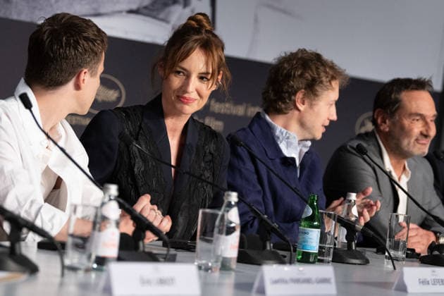 Cannes Moulin Press Conference NG Felix Lefebvre, Louise Bourgoin, Lars Eidinger, Laszlo Nemes and Gilles Lellouche attending the Press Conference for ‘Moulin’ in Cannes at Palais Des Festivals in Cannes, France on May 15 2026 as part of the 79th Cannes Film Festival. Photo by Nicolas Genin ABACAPRESS.COM Cannes France  Copyright: xGeninxNicolas ABACAx