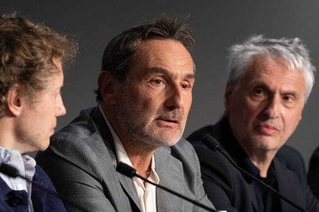Cannes Moulin Press Conference NG Lars Eidinger, Laszlo Nemes and Gilles Lellouche attending the Press Conference for ‘Moulin’ in Cannes at Palais Des Festivals in Cannes, France on May 15 2026 as part of the 79th Cannes Film Festival. Photo by Nicolas Genin ABACAPRESS.COM Cannes France  Copyright: xGeninxNicolas ABACAx