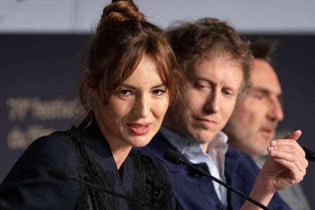 Cannes Moulin Press Conference NG Louise Bourgoin, Lars Eidinger, Laszlo Nemes and Gilles Lellouche attending the Press Conference for ‘Moulin’ in Cannes at Palais Des Festivals in Cannes, France on May 15 2026 as part of the 79th Cannes Film Festival. Photo by Nicolas Genin ABACAPRESS.COM Cannes France  Copyright: xGeninxNicolas ABACAx