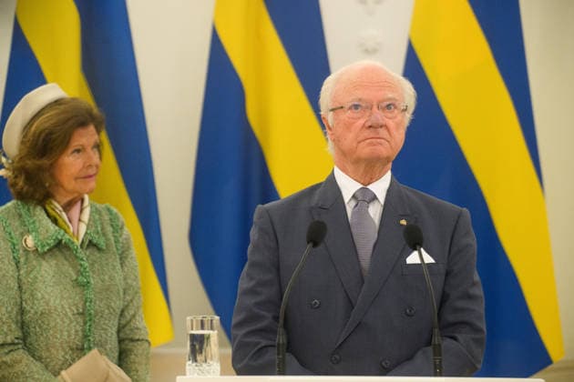 King Carl XVI Gustaf of Sweden - Lithuanian President Gitanas Nauseda meeting in Vilnius VILNIUS, LITHUANIA - MAY 18: King Carl XVI Gustaf and Queen Silvia of Sweden meet with Lithuanian President Gitanas Nauseda and First Lady Diana Nausediene at the Presidential Palace in Vilnius, Lithuania on May 18, 2026. Yauhen Yerchak Anadolu Vilnius Lithuania. Editorial use only. Please get in touch for any other usage.  Copyright: x2026xAnadoluxYauhenxYerchakx