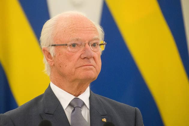 King Carl XVI Gustaf of Sweden - Lithuanian President Gitanas Nauseda meeting in Vilnius VILNIUS, LITHUANIA - MAY 18: King Carl XVI Gustaf of Sweden attends a press conference as he visits Lithuanian President Gitanas Nauseda and First Lady Diana Nausediene at the Presidential Palace in Vilnius, Lithuania on May 18, 2026. Yauhen Yerchak Anadolu Vilnius Lithuania. Editorial use only. Please get in touch for any other usage.  Copyright: x2026xAnadoluxYauhenxYerchakx