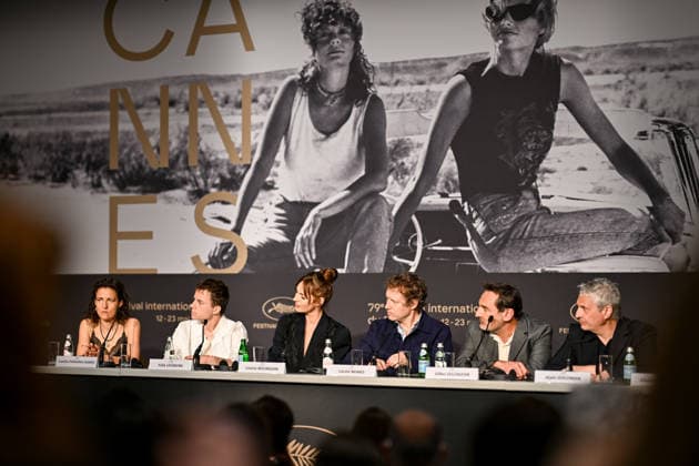 Internationale Filmfestspiele von Cannes, Moulin Pressekonferenz #5 79ème Festival International du Film de Cannes Press conference on the film Moulin 79th International Film Festival of Cannes Press conference on the film Moulin 456318 2026 05 18 Goldman, Alain Bourgoin, Louise Pansanel, Laetitia Lefebvre, Felix Nemes, Laszlo Lellouche, Gilles  Copyright: xEstellexCarlierx xStarfacex STAR_456318_004