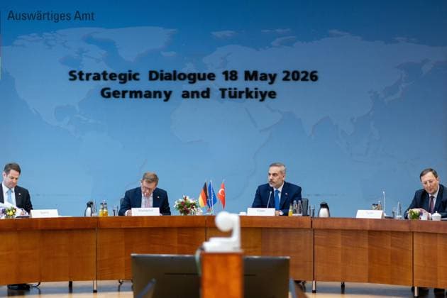 Third Meeting of Germany-Turkiye Strategic Dialogue Mechanism held in Berlin BERLIN, GERMANY - MAY 18: Turkish Foreign Minister Hakan Fidan and German Foreign Minister Johann Wadephul co-chair the third meeting of the Germany-Turkiye Strategic Dialogue Mechanism in Berlin, Germany on May 18, 2026. Murat Gok Anadolu Berlin Germany. Editorial use only. Please get in touch for any other usage.  Copyright: x2026xAnadoluxMuratxGokx