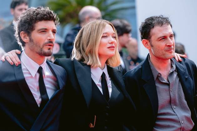 Internationale Filmfestspiele von Cannes, The Unknown Premiere #4 79ème Festival International du Film de Cannes Montée des marches du film L inconnue 79th International Cannes Film Festival Red Carpet with L inconnue cast 456336 2026 05 18 Schneider, Niels Seydoux, Léa Harari, Arthur  Copyright: xTerencexBaelenx STAR_456336_050