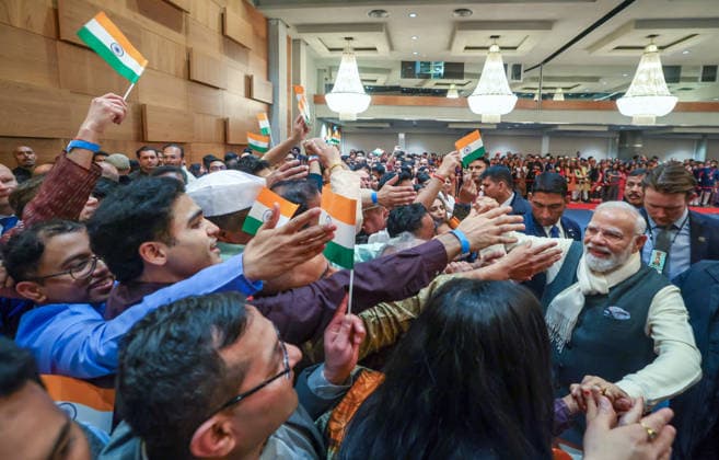 PM Modi arrives in Norway Oslo Norway , May 18 (ANI): Prime Minister Narendra Modi receives a warm welcome from the members of Indian diaspora, in Oslo on Monday. (DPR PMO ANI Photo) Oslo Norway Copyright: xANIx ANI_20260518286