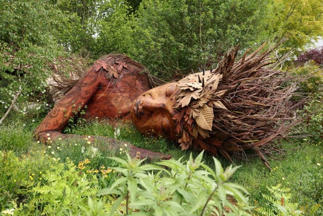 A sculpture is pictured in The Campaign to Protect Rural England s On the Edge garden, designed by Sarah Eberle, on the press day ahead of the 2026 RHS Chelsea Flower Show in London on May 18, 2026., Credit:ADRIAN DENNIS PA ROTA - B68 Avalon United Kingdom, London  Copyright: xADRIANxDENNISx xPAxROTAx-xB68x xAvalonx 1100160221