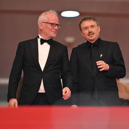 79th Cannes Film Festival: Fjord screening CANNES, FRANCE - MAY 18: Cannes film festival director Thierry Fremaux (L) and Romanian director, screenwriter and producer Cristian Mungiu leave after the screening of the film Fjord at the 79th edition of the Cannes Film Festival in Cannes, France on May 18, 2026. Mustafa Yalcin Anadolu Cannes France. Editorial use only. Please get in touch for any other usage.  Copyright: x2026xAnadoluxMustafaxYalcinx