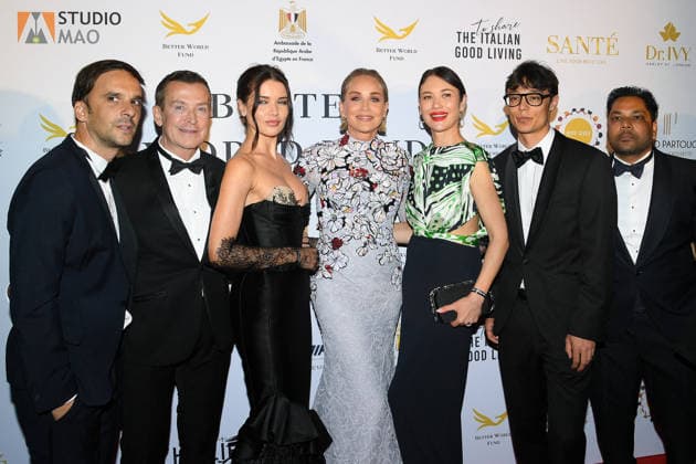 Cannes - Better World Fund Party Guest, Manuel Collas de La Roche, guest, Sharon Stone, Olga Kurylenko, Jules Errard and guest attend The Better World Fund Gala Cannes 2026 on May 18, 2026 in Cannes, France. Photo by Lionel Urman ABACAPRESS.COM Cannes France  Copyright: xUrmanxLionel ABACAx