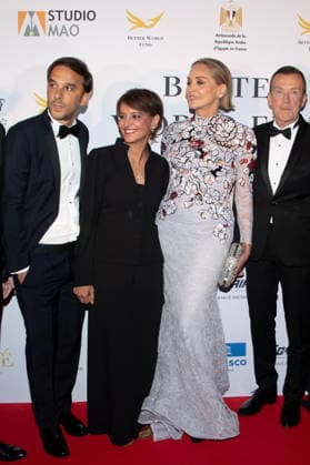 Cannes - Better World Fund Party Gilles Muzas, a guest, Najat Vallaud-Belkacem, Sharon Stone, Manuel Collas de La Roche, Olga Kurylenko and a guest attend The Better World Fund Gala Cannes 2026 on May 18, 2026 in Cannes, France. Photo by Lionel Urman ABACAPRESS.COM Cannes France  Copyright: xUrmanxLionel ABACAx