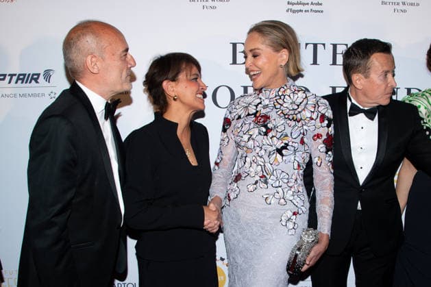 Cannes - Better World Fund Party Gilles Muzas, a guest, Najat Vallaud-Belkacem, Sharon Stone, Manuel Collas de La Roche, Olga Kurylenko and a guest attend The Better World Fund Gala Cannes 2026 on May 18, 2026 in Cannes, France. Photo by Lionel Urman ABACAPRESS.COM Cannes France  Copyright: xUrmanxLionel ABACAx