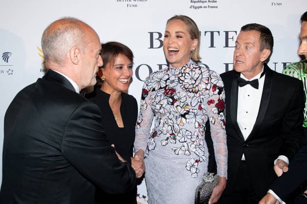 Cannes - Better World Fund Party Gilles Muzas, a guest, Najat Vallaud-Belkacem, Sharon Stone, Manuel Collas de La Roche, Olga Kurylenko and a guest attend The Better World Fund Gala Cannes 2026 on May 18, 2026 in Cannes, France. Photo by Lionel Urman ABACAPRESS.COM Cannes France  Copyright: xUrmanxLionel ABACAx