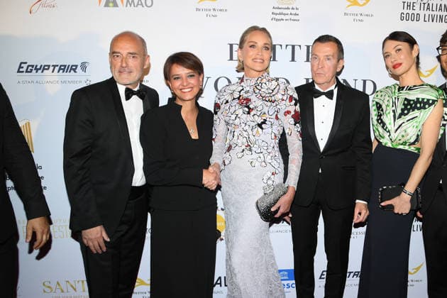 Cannes - Better World Fund Party Gilles Muzas, a guest, Najat Vallaud-Belkacem, Sharon Stone, Manuel Collas de La Roche, Olga Kurylenko and a guest attend The Better World Fund Gala Cannes 2026 on May 18, 2026 in Cannes, France. Photo by Lionel Urman ABACAPRESS.COM Cannes France  Copyright: xUrmanxLionel ABACAx