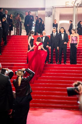 79th Cannes Film Festival Exits after the screening of the movie -Her private hell- Palais des Festivals - Cannes, France Sophie Thatche;Havan Rose Liu;Thierry Fremauxr;Nicolas Winding Refn;Charles Melton;Kristine Froseth;Diego Calva 79th Cannes Film Festival Red carpet of the movie -Her private hell- Palais des Festivals - Cannes, France 18th May 2026 SGPItalia id 134688_085 *Not Exclusive  Copyright: xSGPx